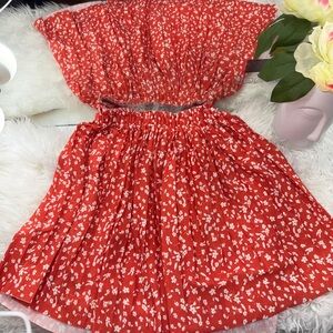 Zara Red Floral Mini Skirt